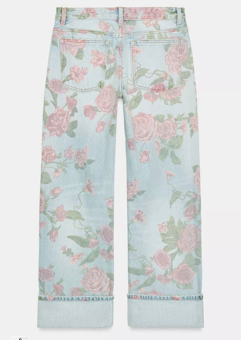 ZARA TRF LOW RISE LOOSE FIT PRINTED FOLDED JEANS
