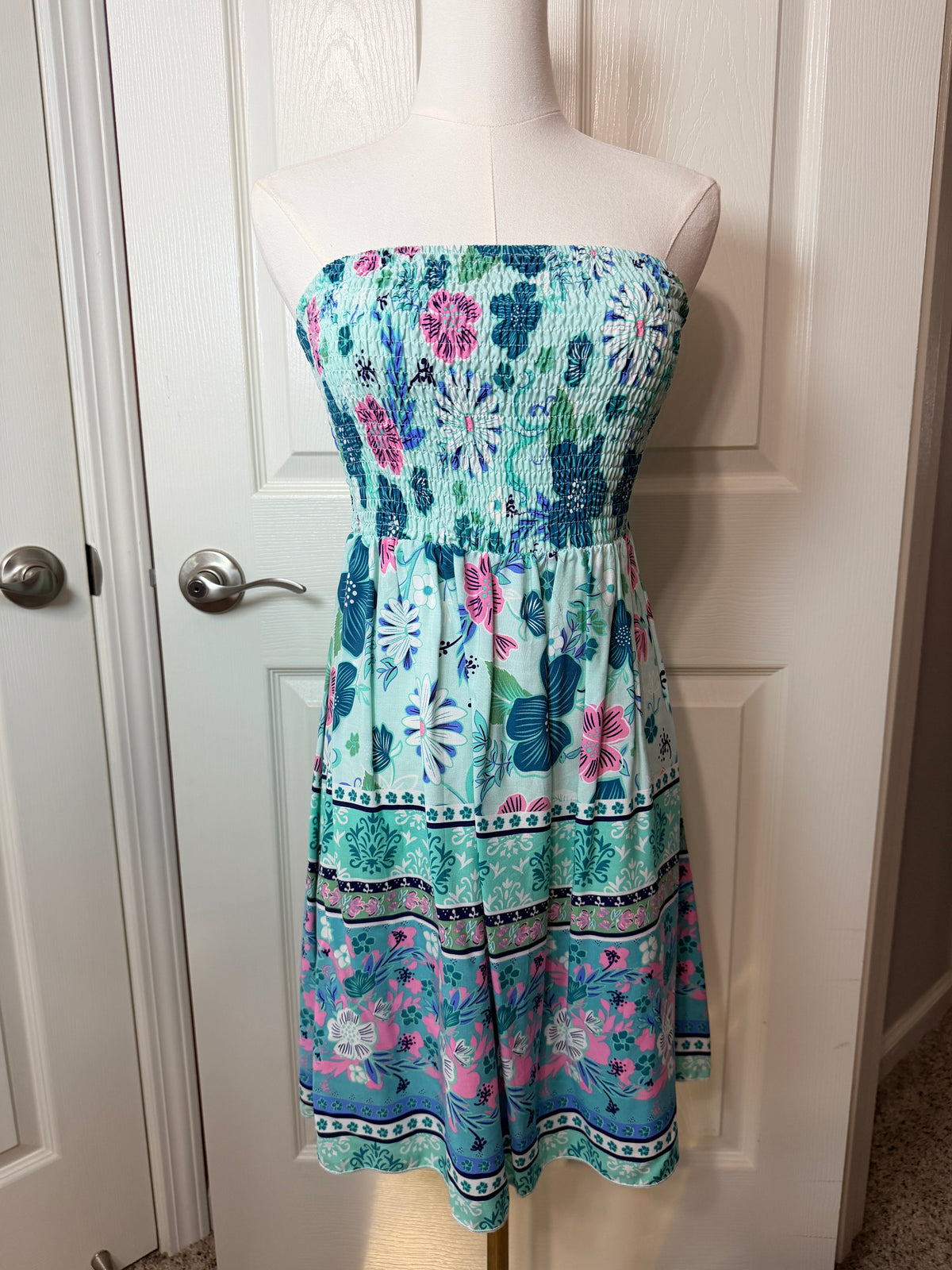 Smocked Strapless Dress Size Medium