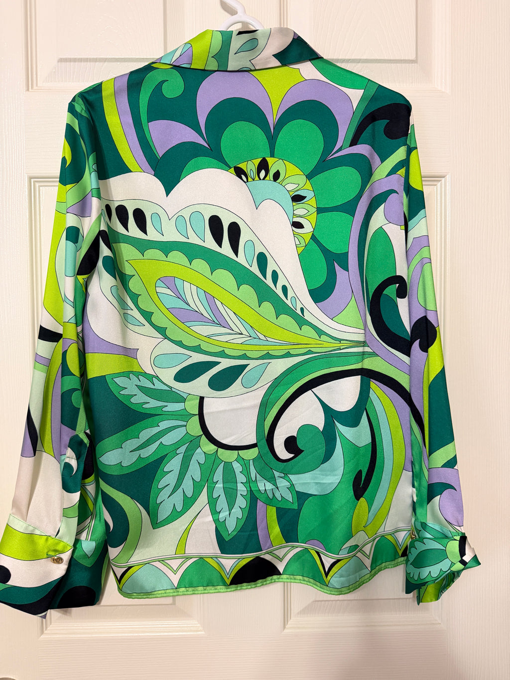 Zara Scarf Print Silk Button-Up Size Small