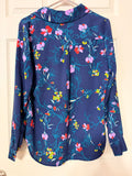 Halogen button-down floral print dark navy size small