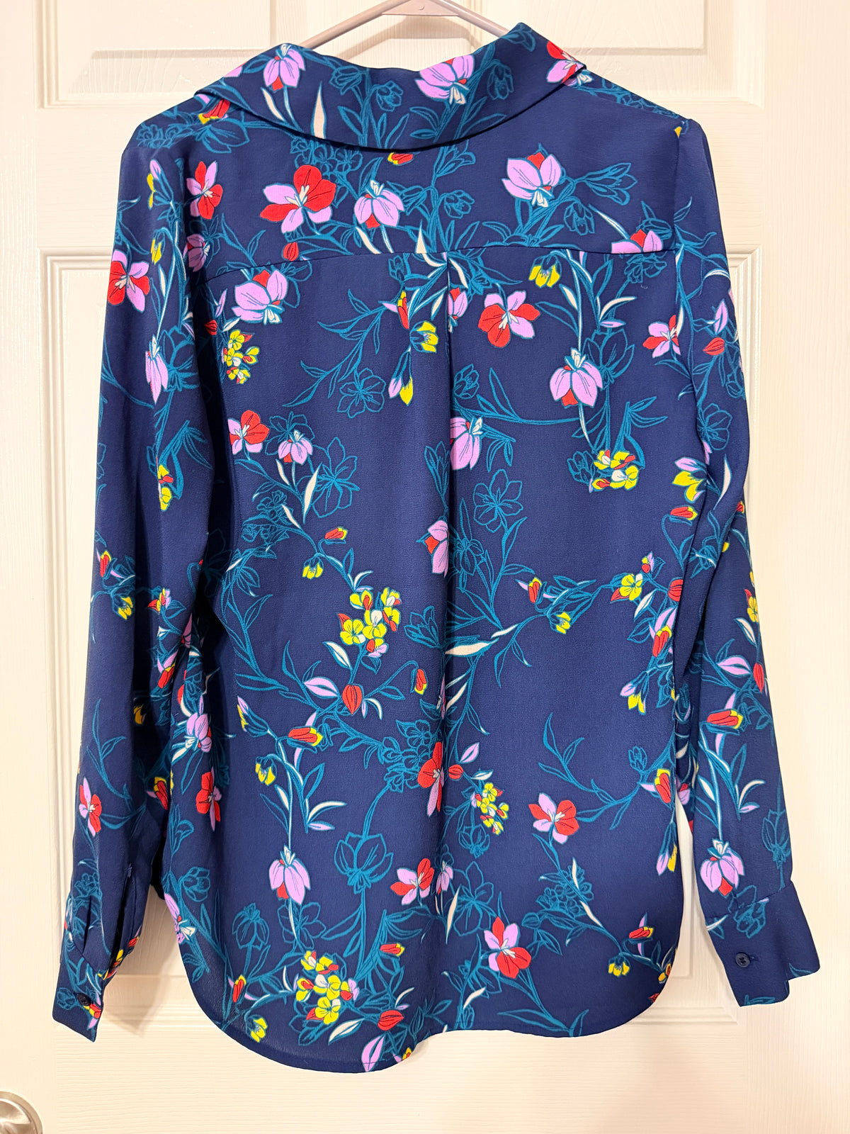 Halogen button-down floral print dark navy size small