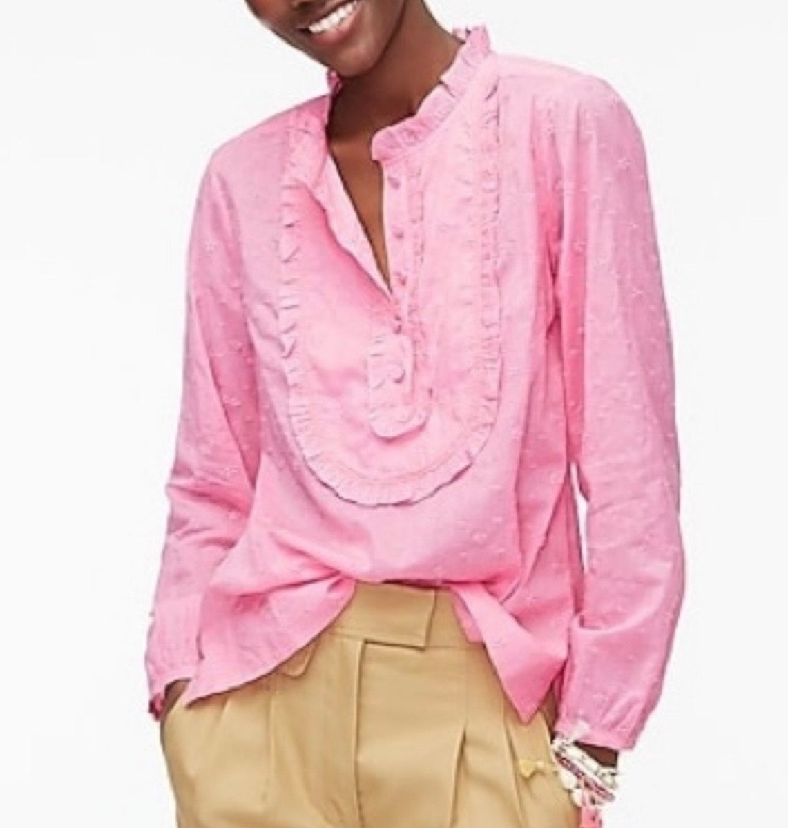 J Crew Ruffle Shirt in Floral Eyelet