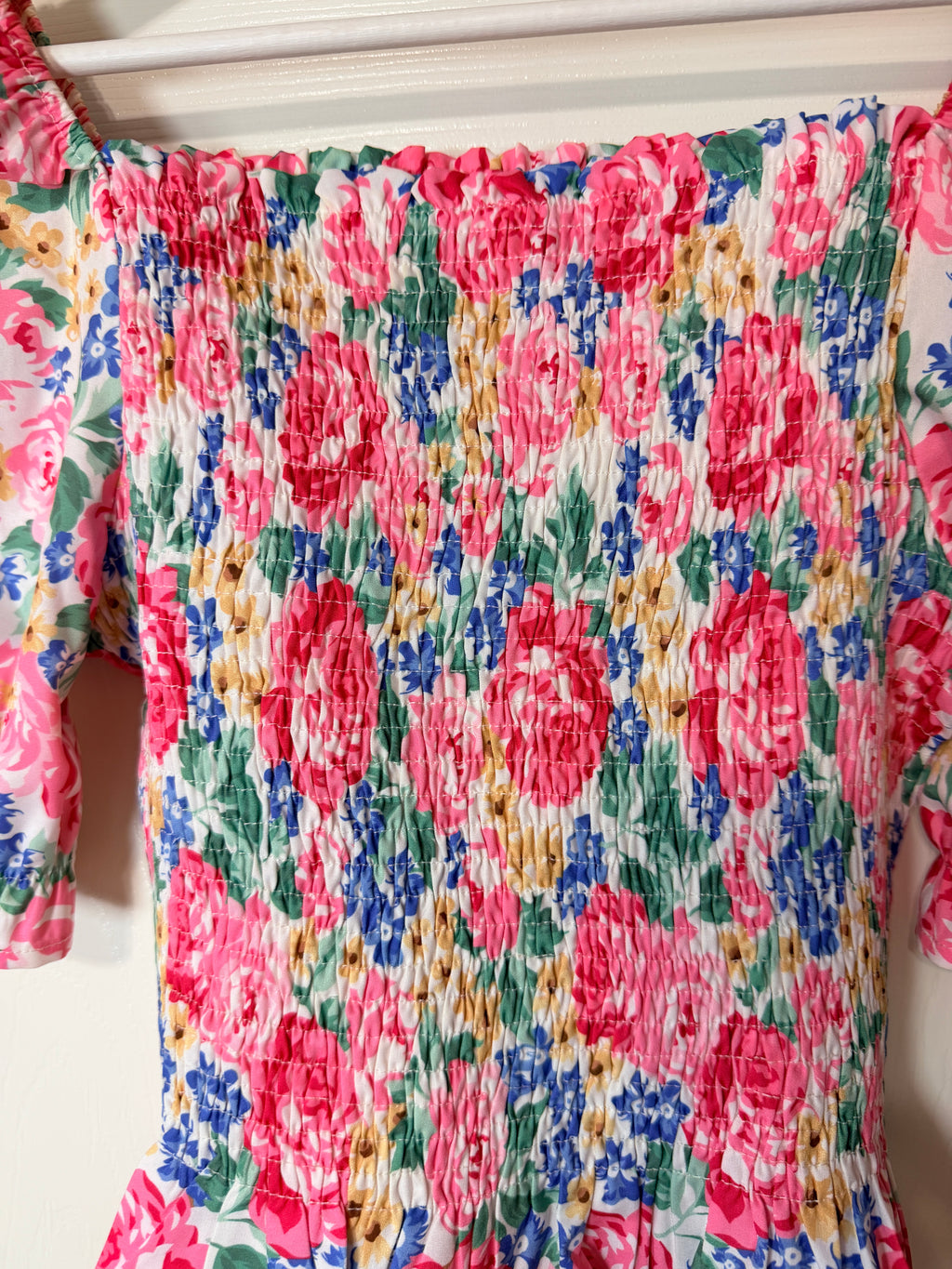 Smocked Babydoll On or Off-the-Shoulder Top Size Medium