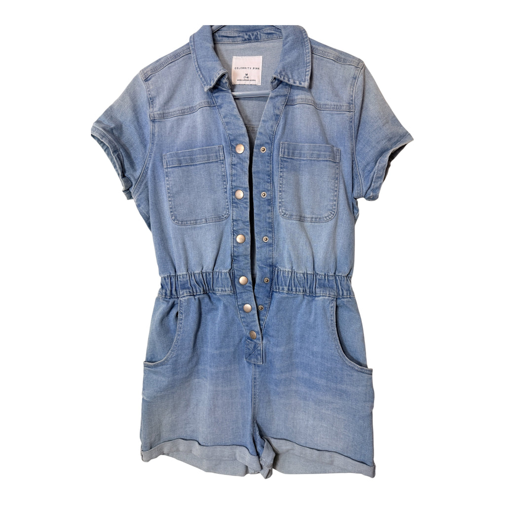 Celebrity Pink Light-Washed Denim Romper Size Medium