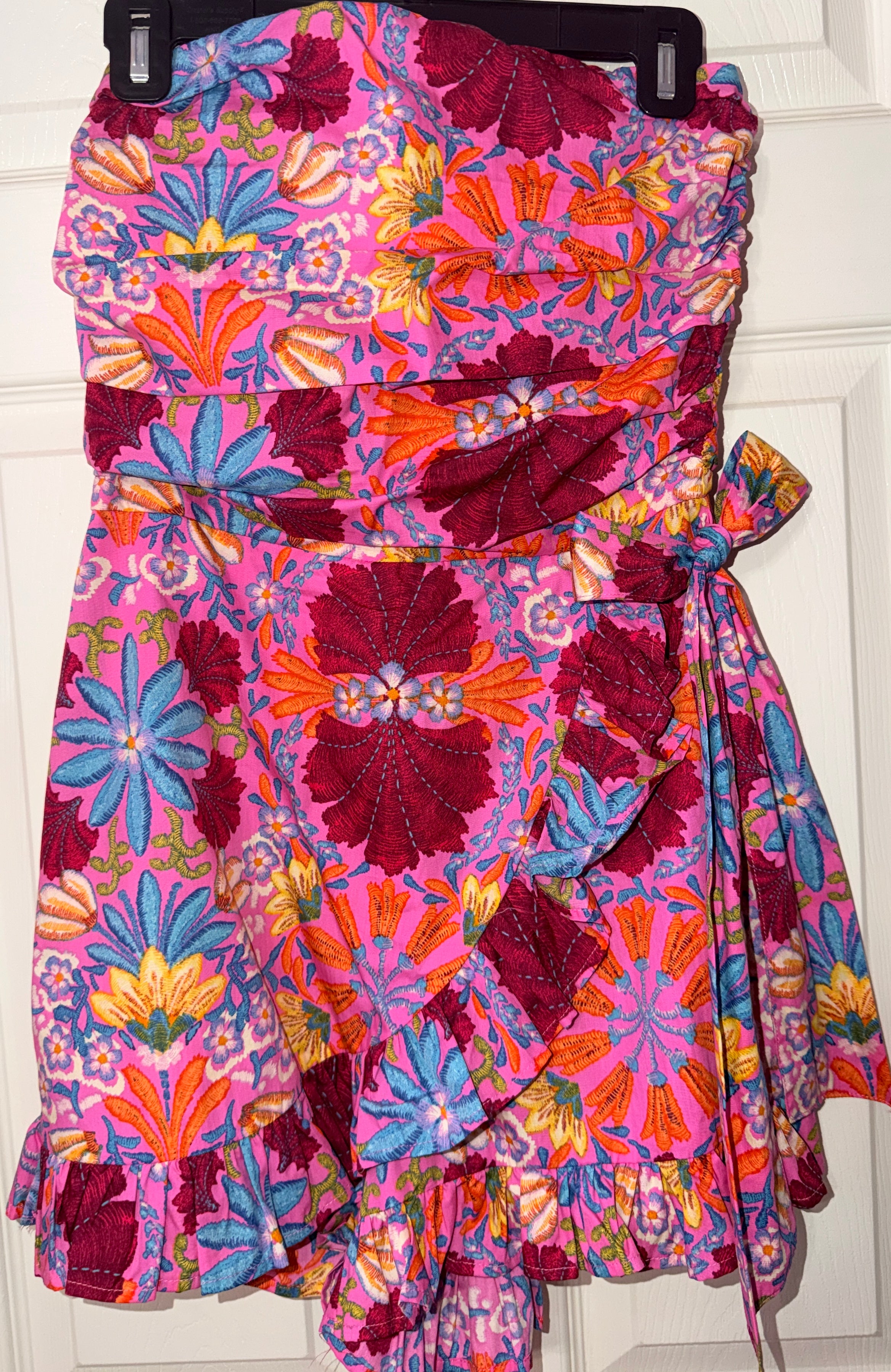 Floral Strapless, Wrap Mini Dress/Romper (30-day rental)