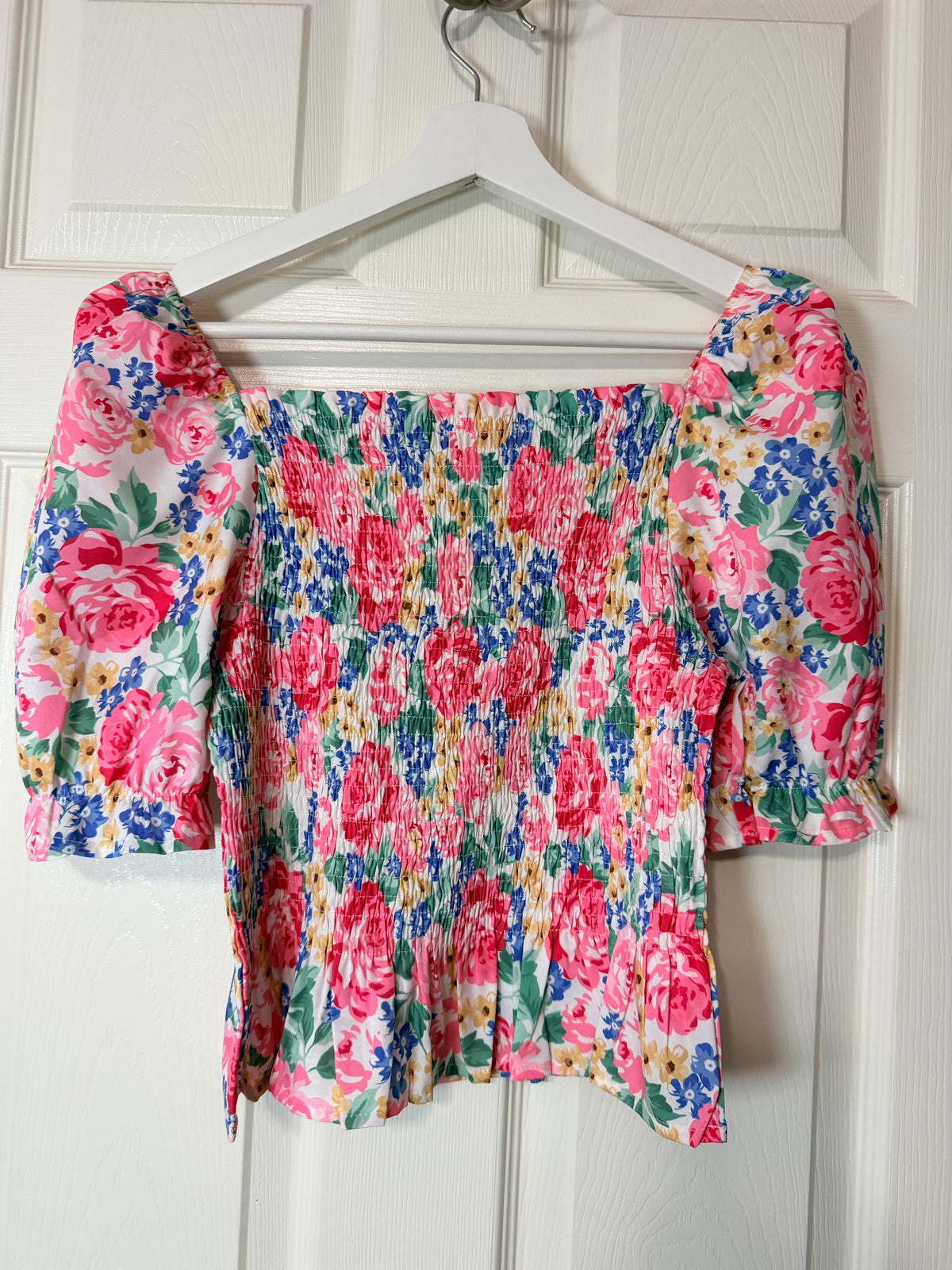 Smocked Babydoll On or Off-the-Shoulder Top Size Medium