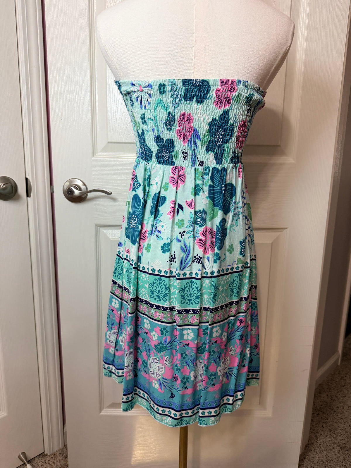 Smocked Strapless Dress Size Medium