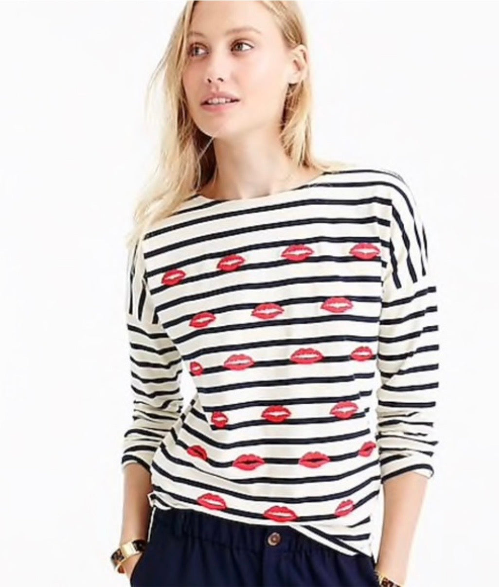 J.Crew navy-and-white striped long-sleeve tee