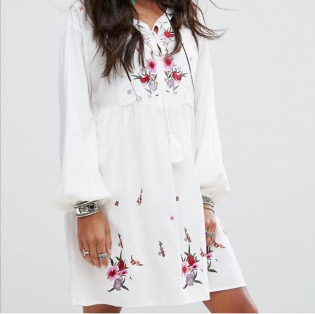 Embroidered Floral Mini Dress
