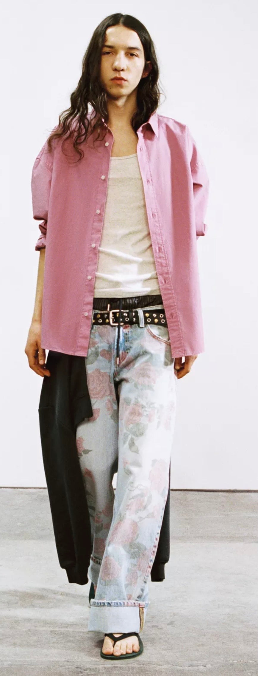 ZARA TRF LOW RISE LOOSE FIT PRINTED FOLDED JEANS