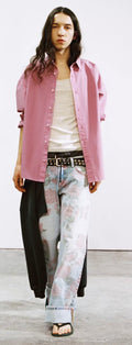 ZARA TRF LOW RISE LOOSE FIT PRINTED FOLDED JEANS