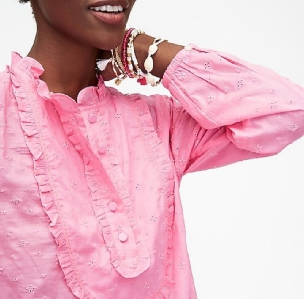 J Crew Ruffle Shirt in Floral Eyelet