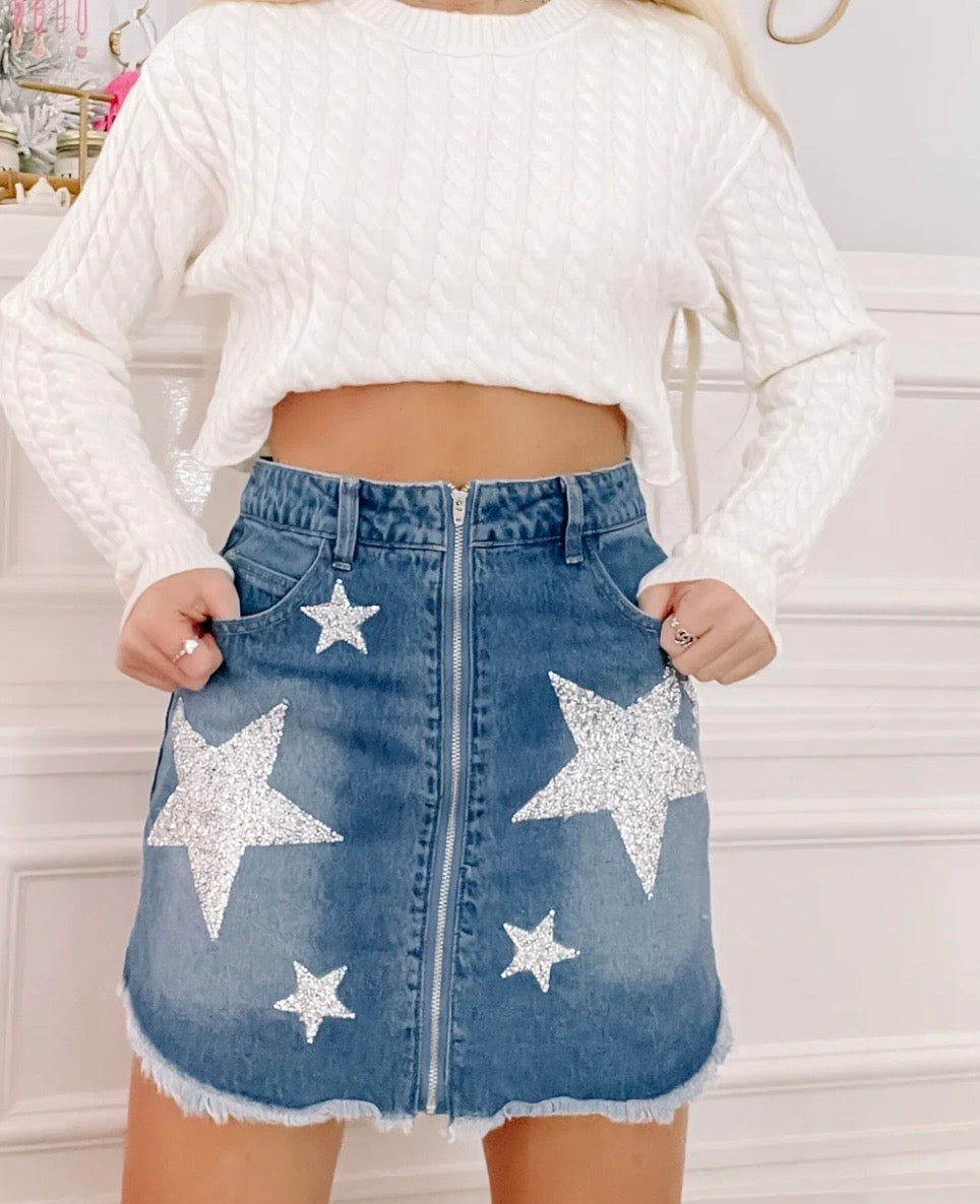 Baevely Star Zipper Skirt Size Medium