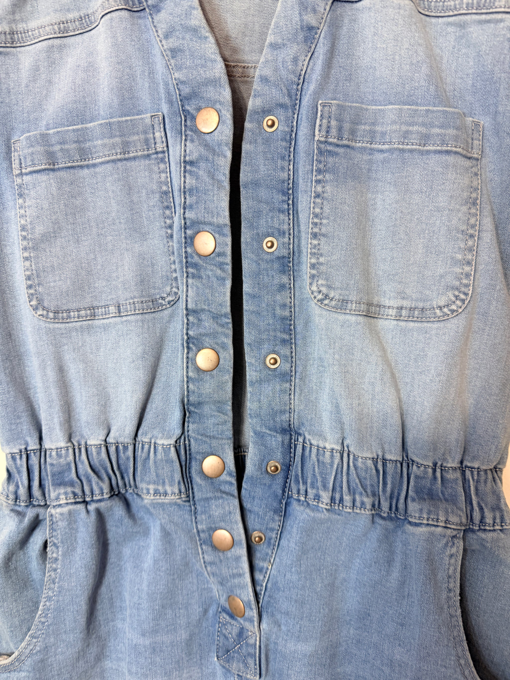 Celebrity Pink Light-Washed Denim Romper Size Medium