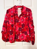 Red floral print peasant blouse by Crown & Ivy Size Medium