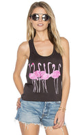 Chaser tank top features pink flamingo graphic and a comfortable, flowy fit (30-day rental)