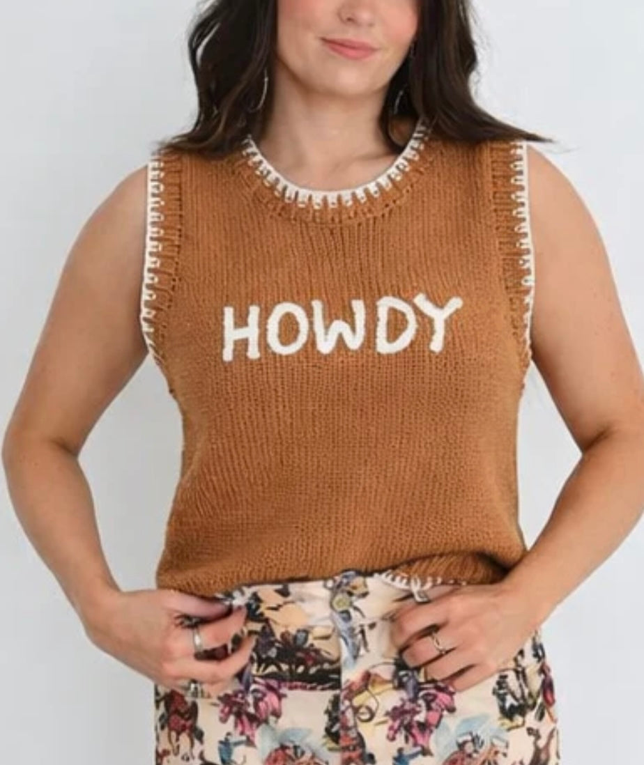 Brown Howdy Sweater Vest (30-day rental)