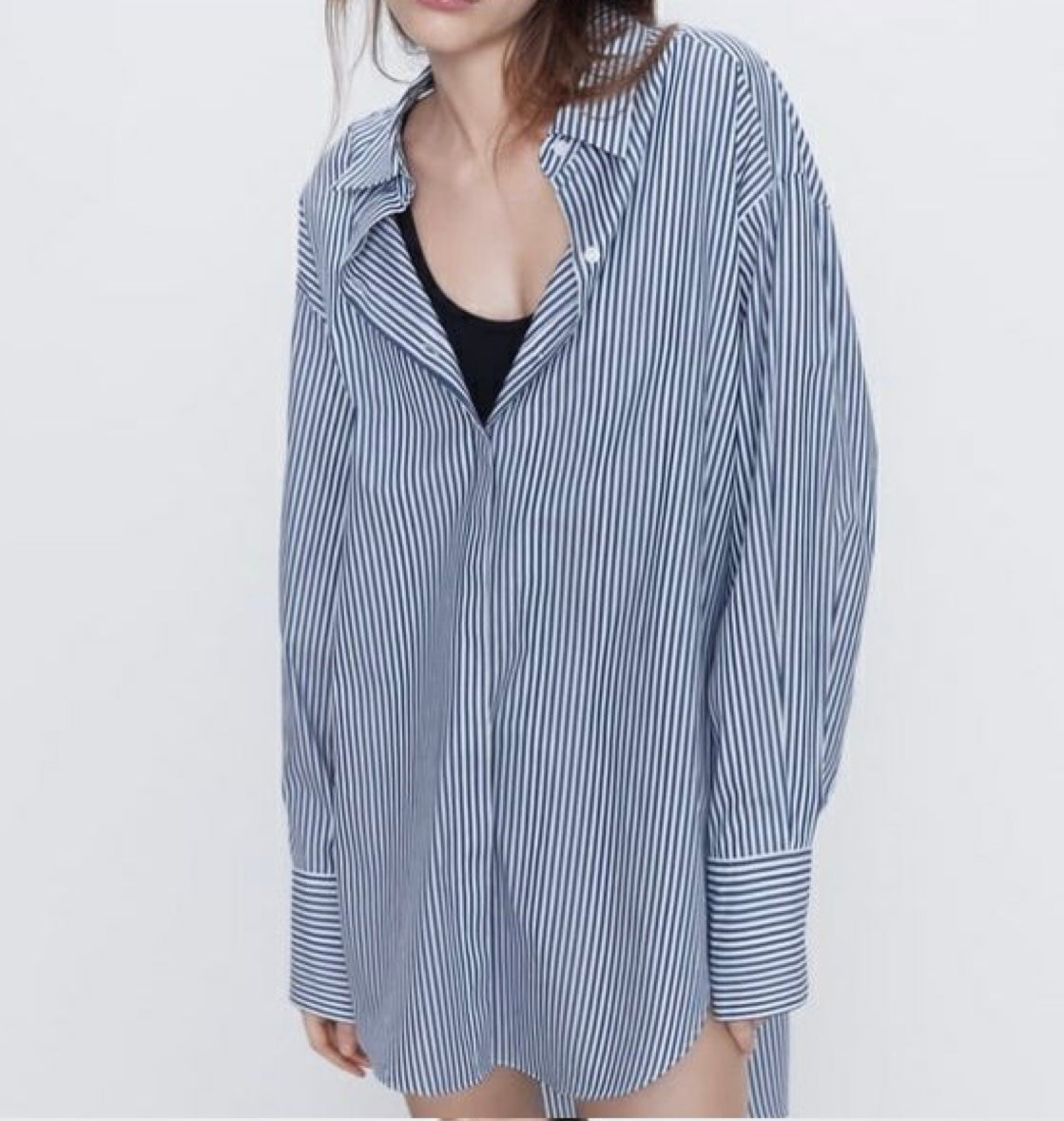 Zara Oversized Striped Poplin Top (30-day rental)