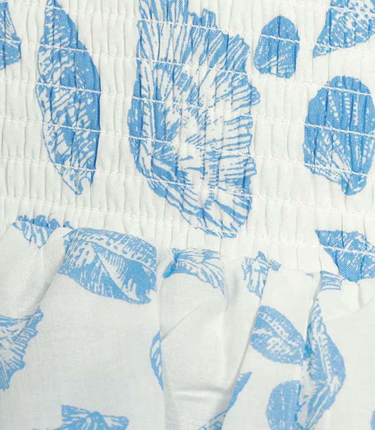 Seashell Print Smocked Tiered Dress (30-day rental)