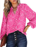Long Sleeve V Neck Boho Smocked Tops (30-day rental)