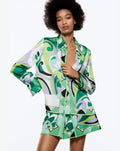 Zara Scarf Print Silk Button-Up Size Small