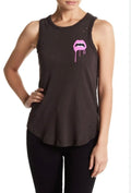 Chaser lip graphic muscle tank with distressed red lip design (30-day rental)