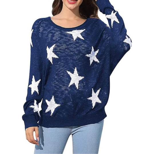Blue Oversized Knit Star Sweater (30-day rental)