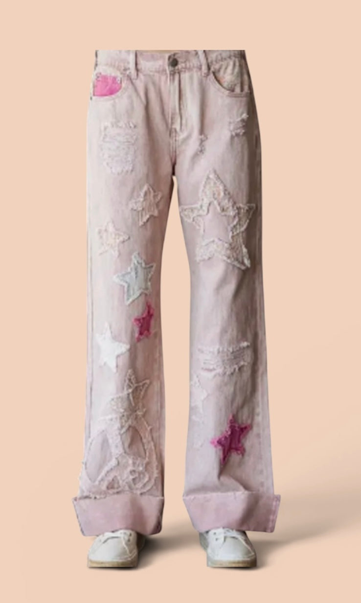 Oh Star Patch Cuffed Jeans (30-day rental)