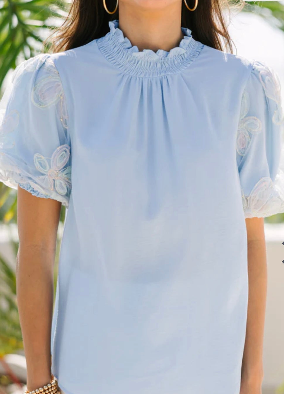 Metro Light Blue Floral Appliqué Puff Sleeves (30-day rental)