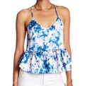 Ro & De peplum tank blue and white tie-dye pattern and a side zipper (30-day rental)