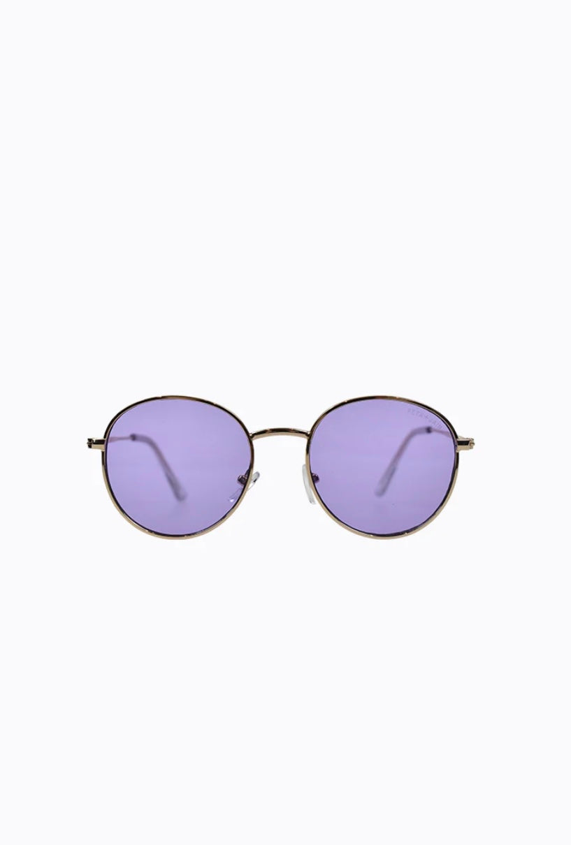 Peta + Jain round retro style with gold frame and purple lens (30-day rental)