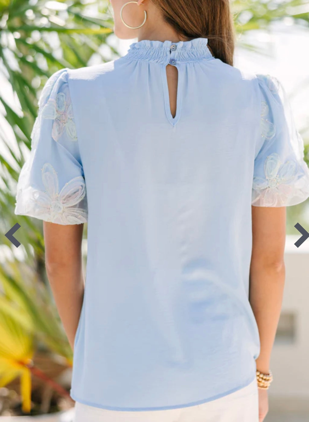 Metro Light Blue Floral Appliqué Puff Sleeves (30-day rental)