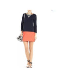 J. Crew Shift Dress Small Navy Blue Orange Color block Long Sleeve
