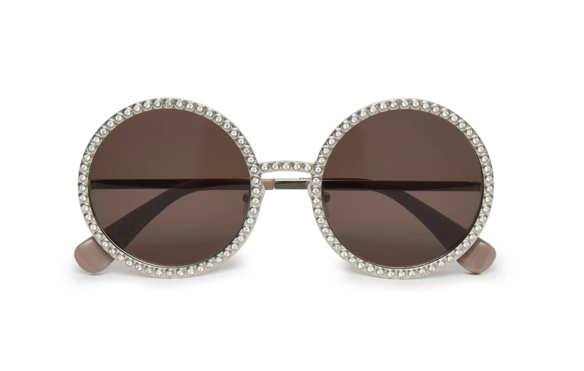 Judy round pearl embellished sunglasses (30-day rental)