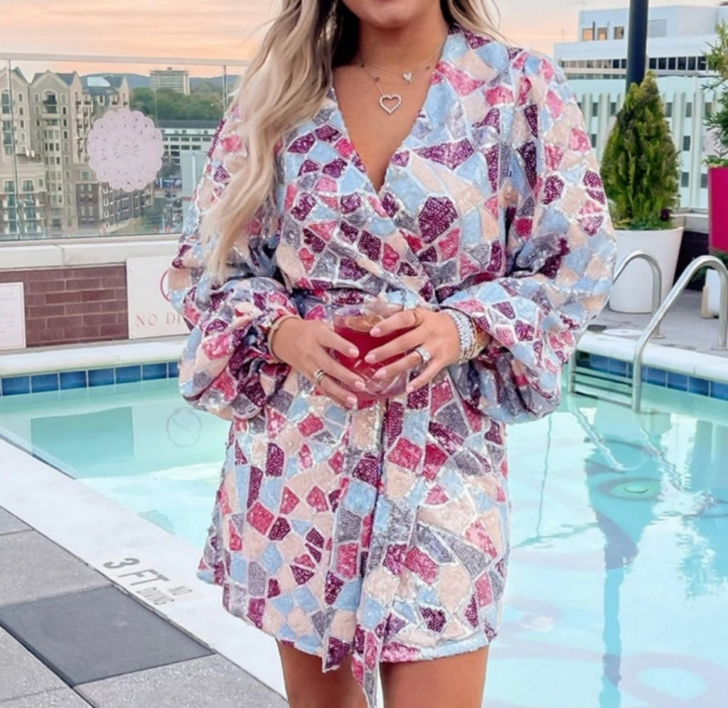 Buddy Love Sequin Wrap Dress