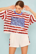 Main Strip red, white, and blue sequins top (30-day rental)