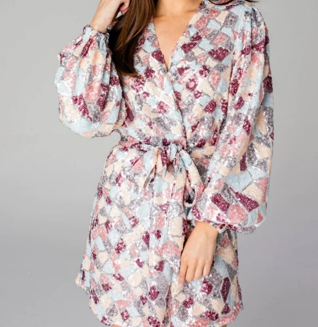 Buddy Love Sequin Wrap Dress