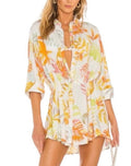 L*Space Pacifica Button Front tunic Summers Tropic Floral Print 3/4 (M/L) (30-day rental)