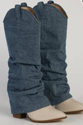 Denim Folded Over Western Boot (30-day rental)