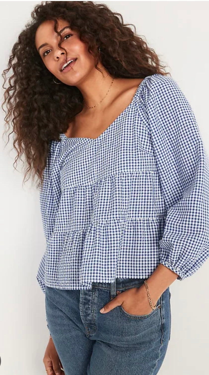 Tiered Swing Top Blue/White Gingham (30-day rental)