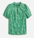 J.Crew green floral cotton puff sleeve ruffle neck blouse (30-day rental)