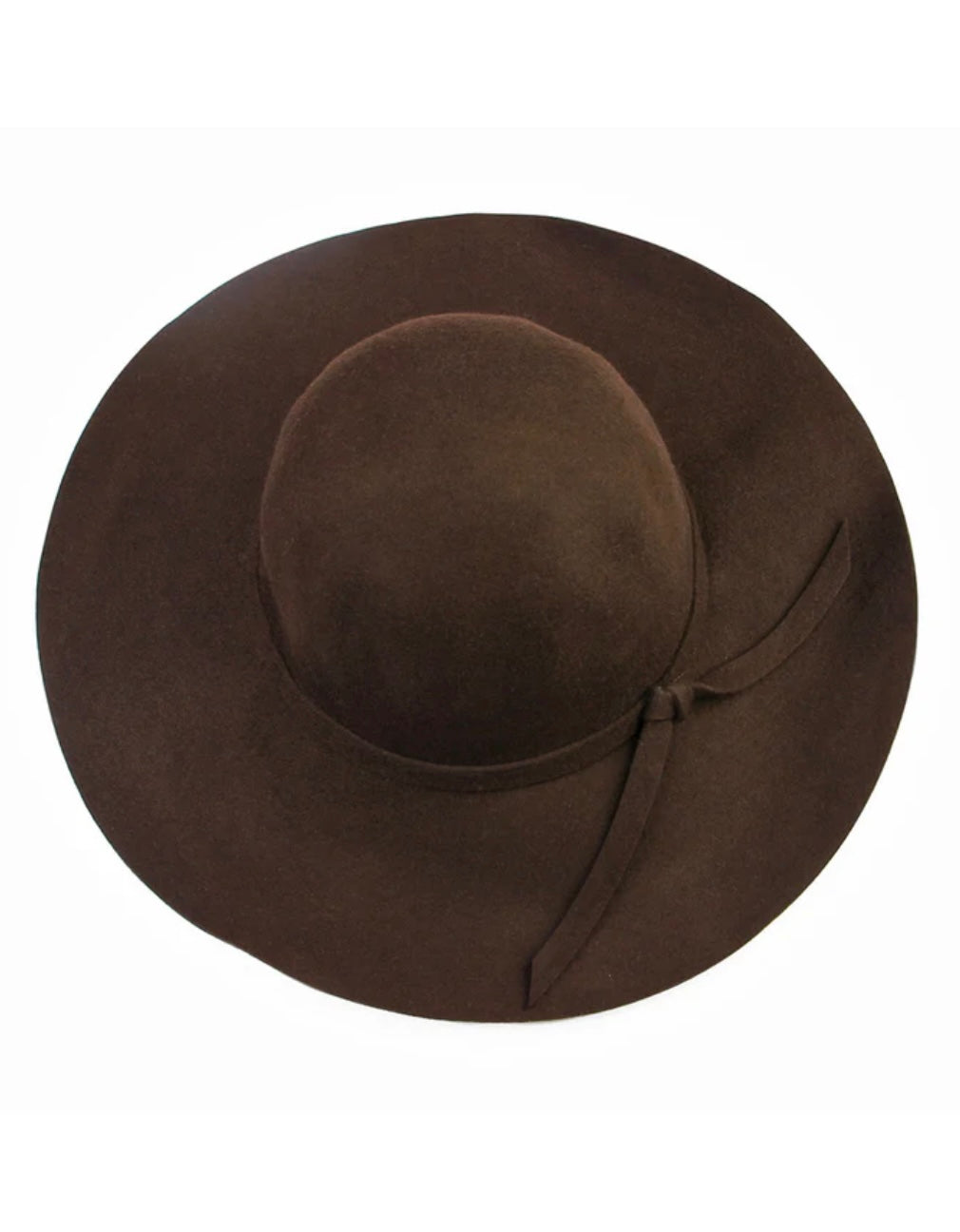 Brown wide-brim felt hat 100% wool and a simple tie detail around the crown (30-day rental)