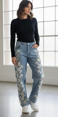 Blue B Floral Appliqué Jeans (30-day rental)