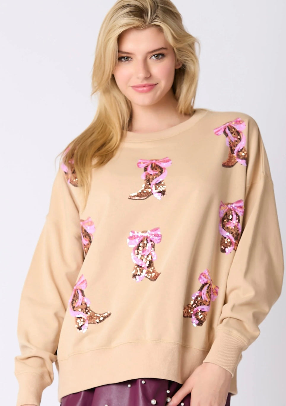 Peach, Love, California Western Boot Oversized Sweatshirt (30-day rental)