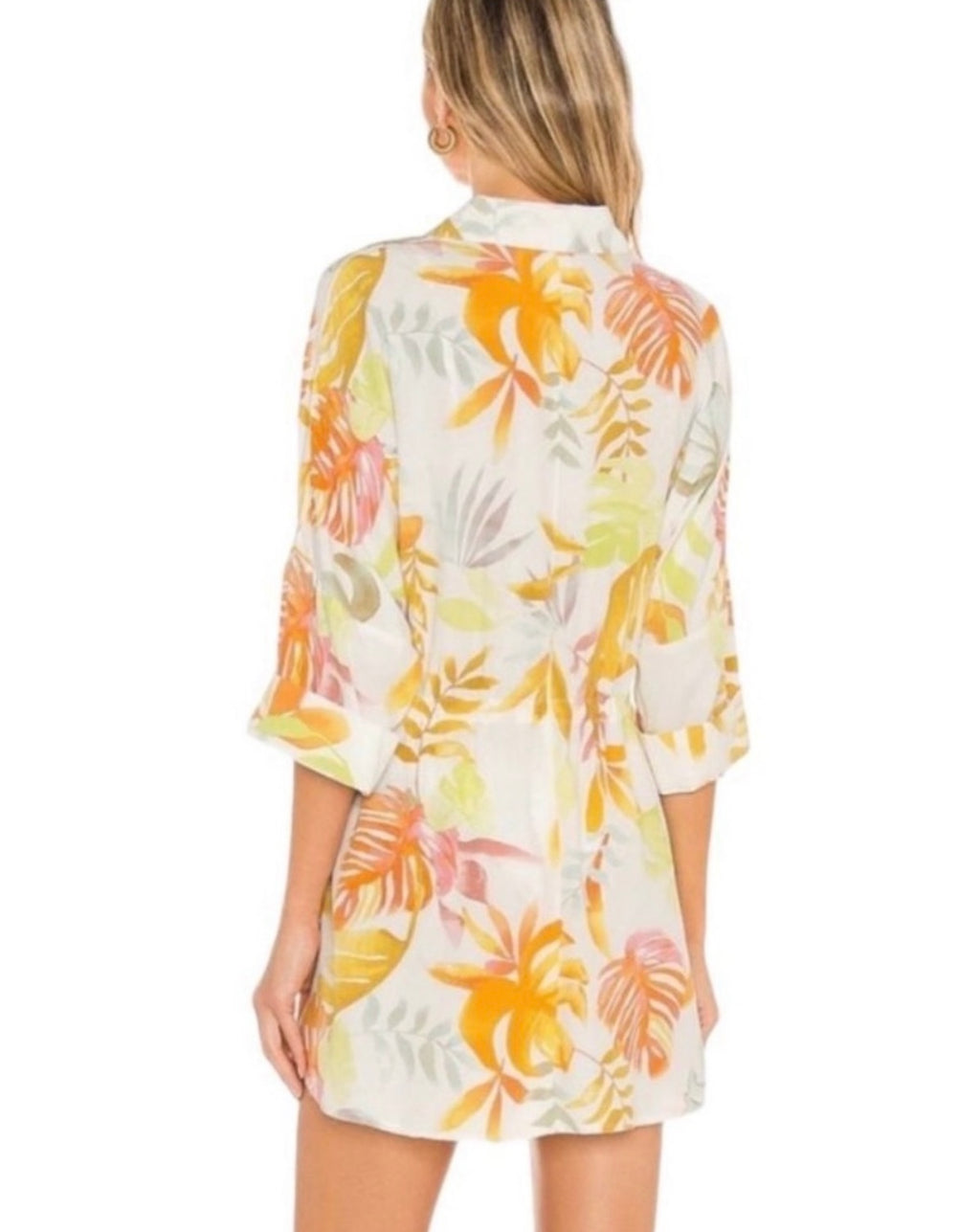 L*Space Pacifica Button Front tunic Summers Tropic Floral Print 3/4 (M/L) (30-day rental)