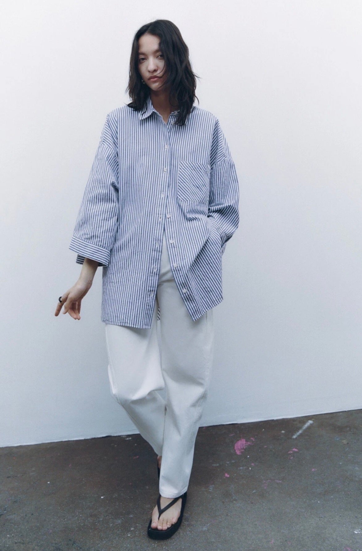 Zara Oversized Striped Poplin Top (30-day rental)
