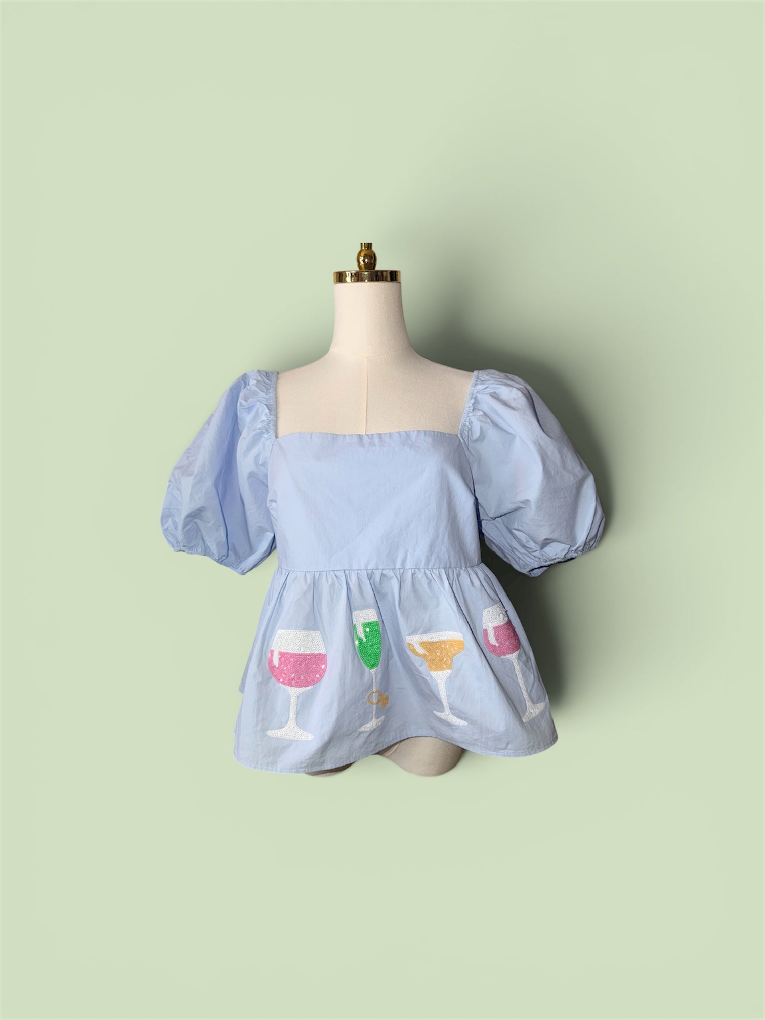 Peach Love California "Cheers To You" peplum top