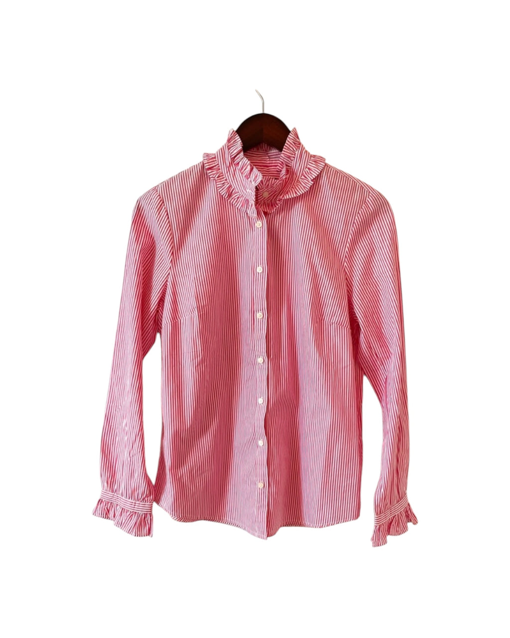 J Crew Classic-fit ruffleneck shirt in stripe (30-day rental)