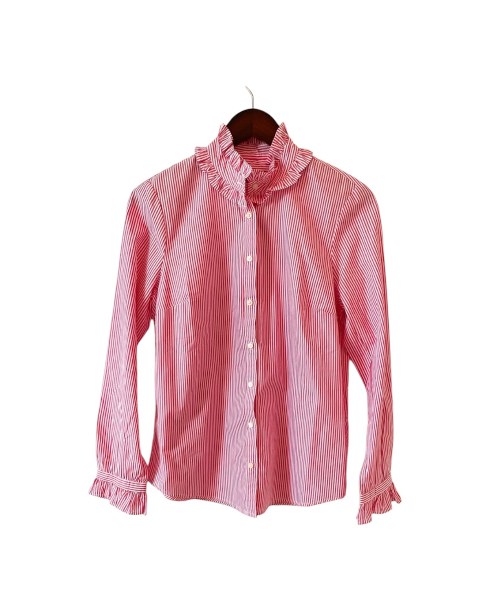 J Crew Classic-fit ruffleneck shirt in stripe (30-day rental)