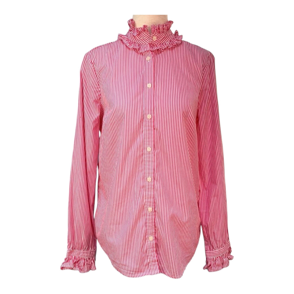 J Crew Classic-fit ruffleneck shirt in stripe (30-day rental)